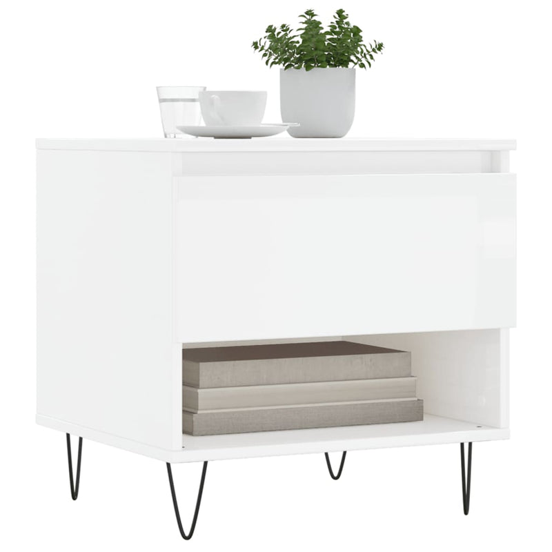 Mese de cafea 2 buc. alb extralucios 50x46x50 cm lemn compozit