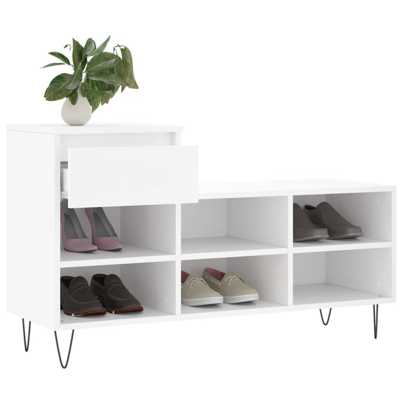 Pantofar, alb, 102x36x60 cm, lemn compozit