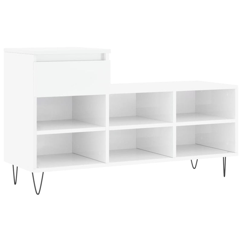 Pantofar, alb extralucios, 102x36x60 cm, lemn compozit