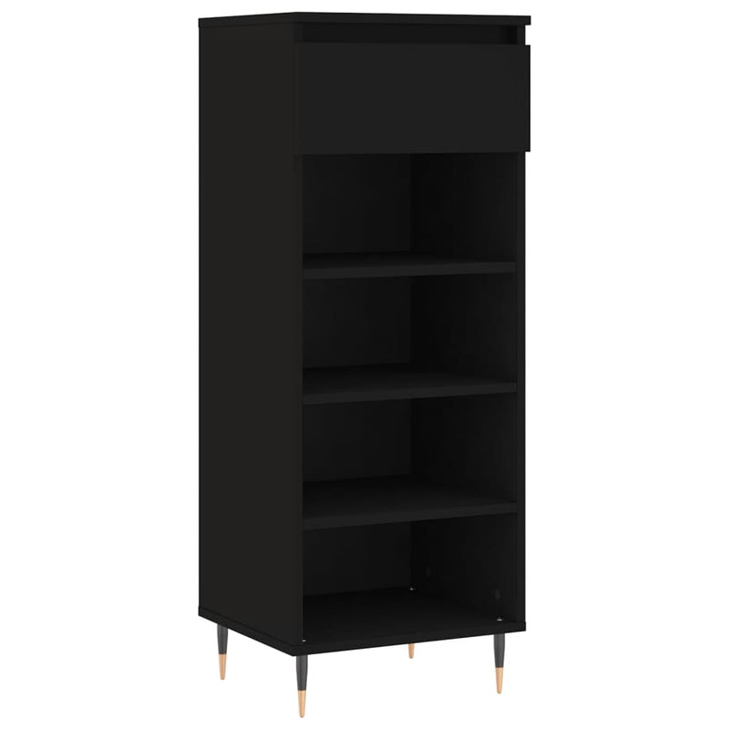 Pantofar, negru, 40x36x105 cm, lemn compozit