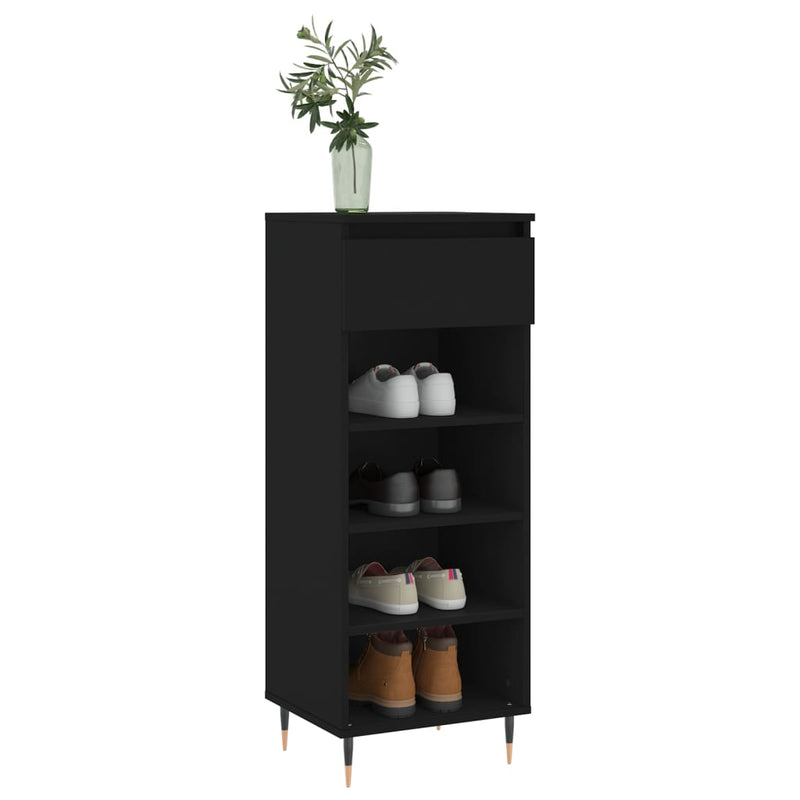 Pantofar, negru, 40x36x105 cm, lemn compozit