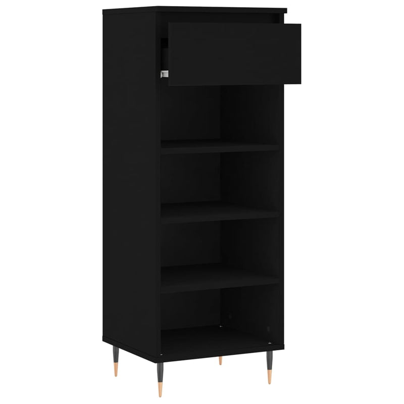 Pantofar, negru, 40x36x105 cm, lemn compozit