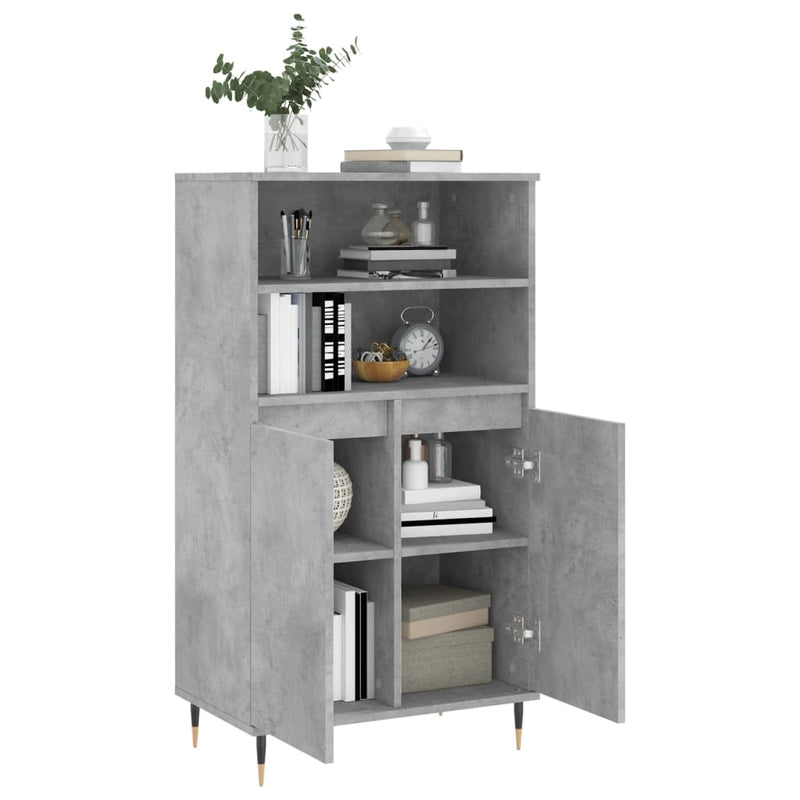 Dulap înalt, gri beton, 60x36x110 cm, lemn compozit