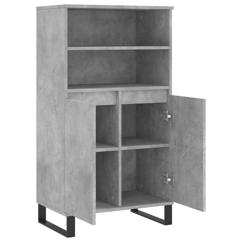 Dulap înalt, gri beton, 60x36x110 cm, lemn compozit