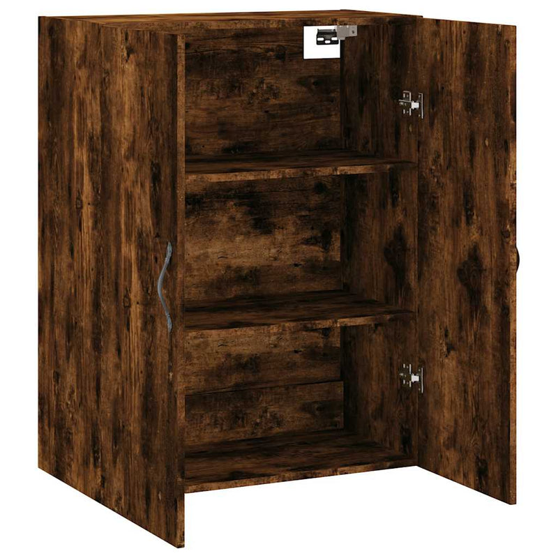 Dulap pe perete, stejar afumat, 69,5x34x90 cm, lemn prelucrat