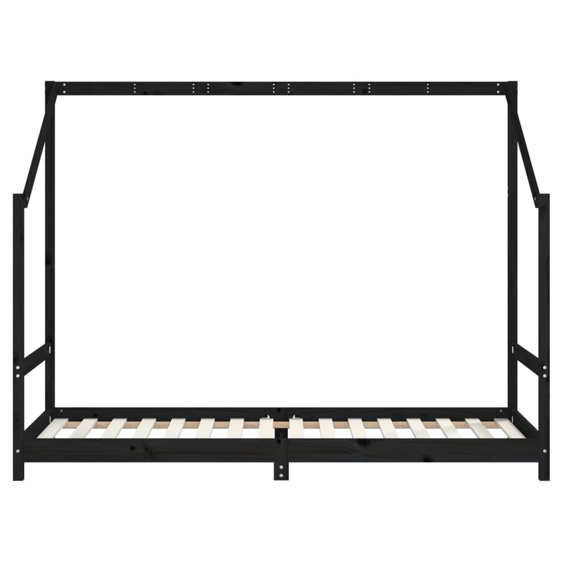 Cadru de pat pentru copii negru 2x(80x200) cm lemn masiv de pin
