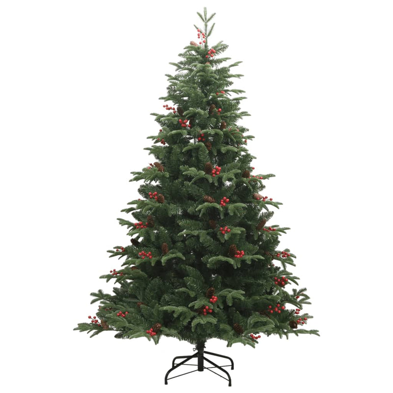 Pom Crăciun artificial cu balamale, conuri, fructe roșii 240 cm