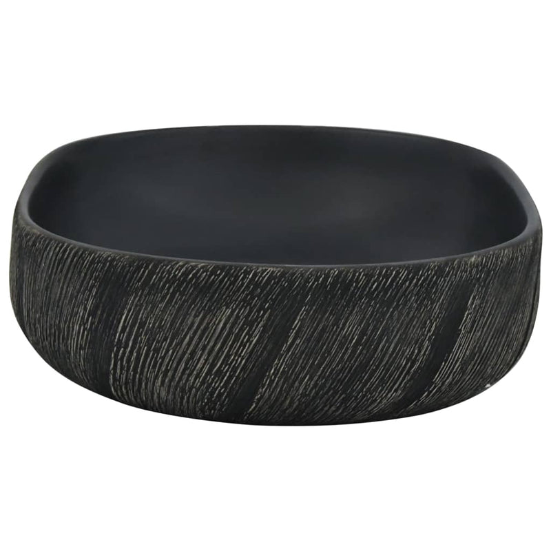 Lavoar de blat, negru, 59x40x14 cm, ceramică, oval