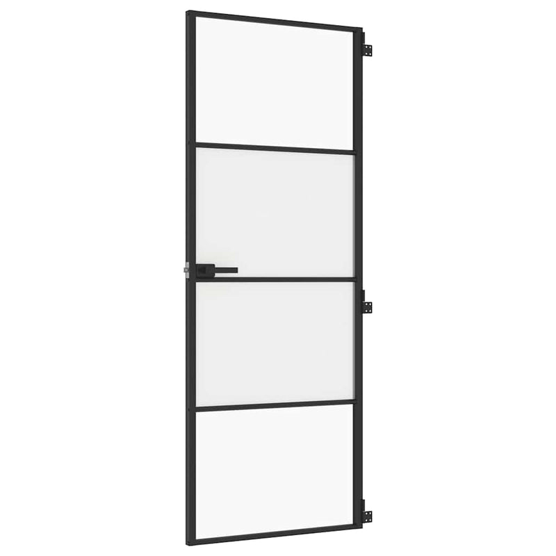 Ușă de interior negru 76x201,5 cm sticlă securiz./aluminiu slim