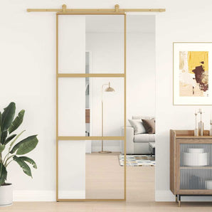 Ușă glisantă auriu 76x205 cm sticlă ESG transparentă/aluminiu