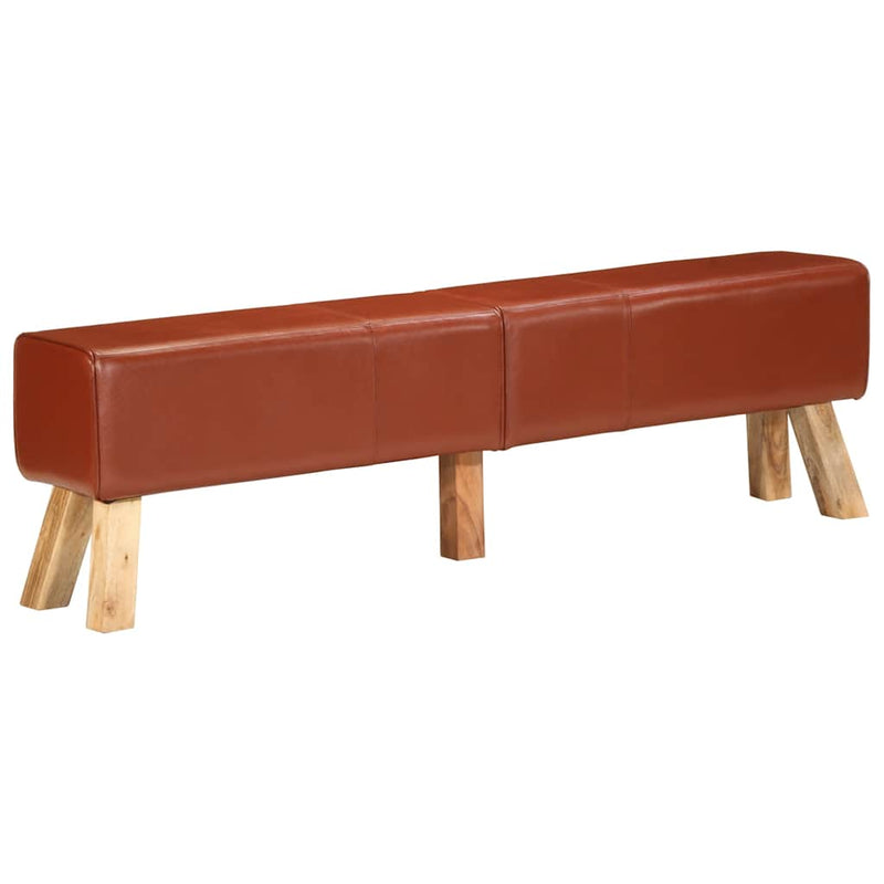 Bancă de gimnastică, maro, 160 cm, piele naturală
