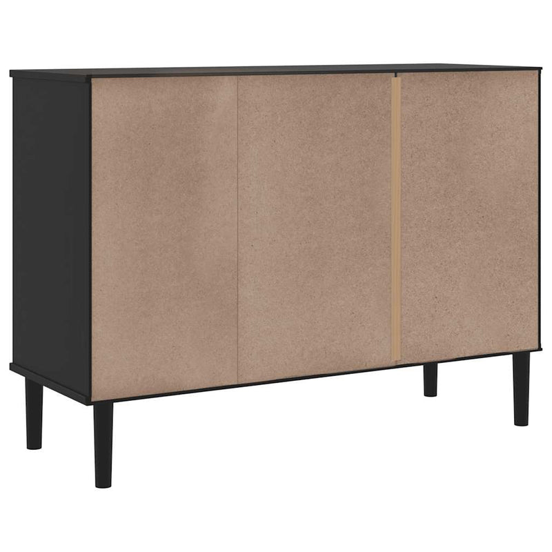Servantă SENJA, aspect ratan negru, 112x40x80cm, lemn masiv pin