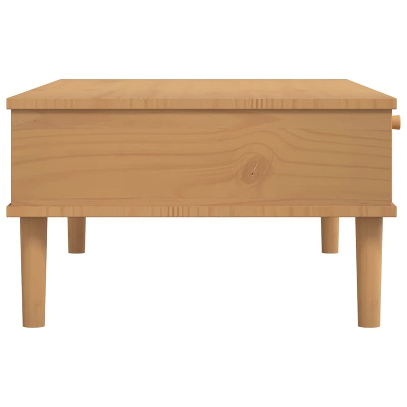 Masă de cafea SENJA aspect ratan maro 100x55x33 cm lemn masiv