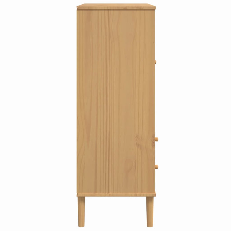 Dulap înalt SENJA aspect ratan maro, 90x40x112cm