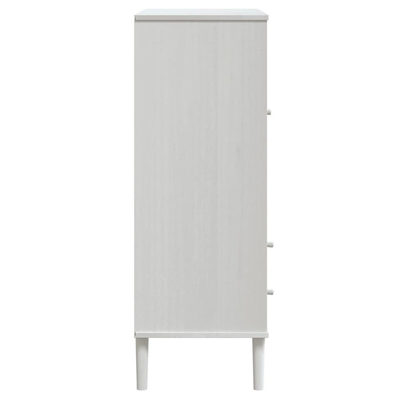 Dulap înalt SENJA aspect ratan alb, 90x40x112cm, lemn masiv pin