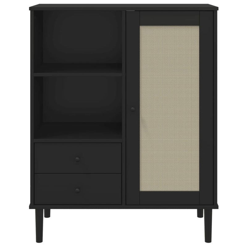Dulap înalt SENJA aspect ratan negru, 90x40x112cm