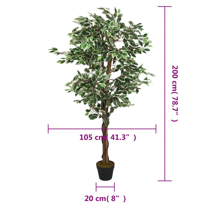 Arbore ficus artificial 1260 de frunze 200 cm verde