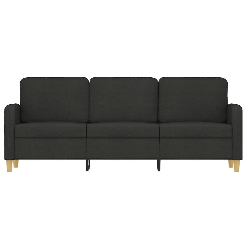 Canapea cu 3 locuri, negru, 180 cm, material textil