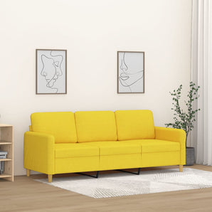 Canapea cu 3 locuri, galben deschis, 180 cm, material textil