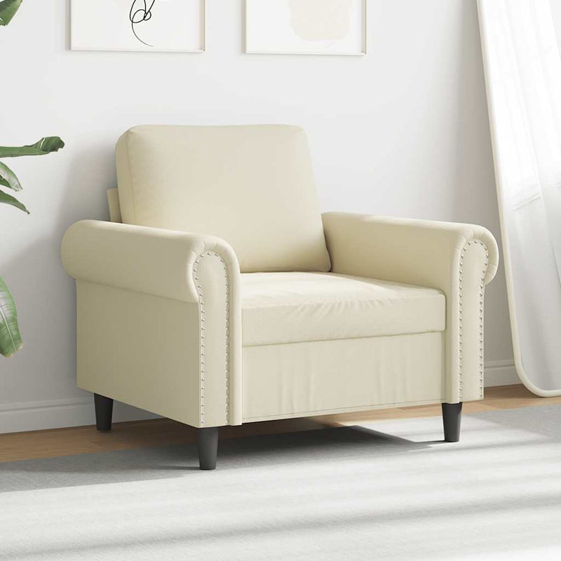 Canapea de o persoană, crem, 60 cm, piele ecologică
