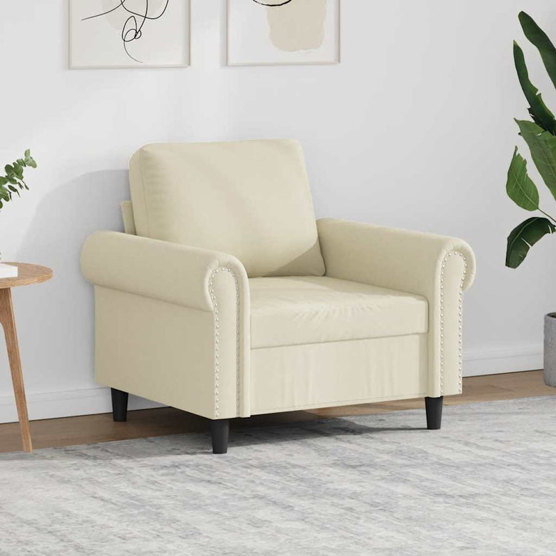 Canapea de o persoană, crem, 60 cm, piele ecologică
