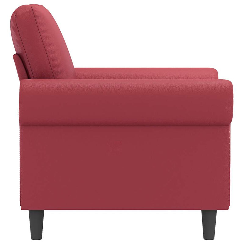 Canapea de o persoană, roșu vin, 60 cm, piele ecologică