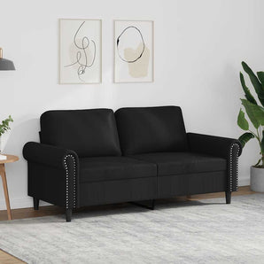 Canapea cu 2 locuri, negru, 140 cm, piele ecologică