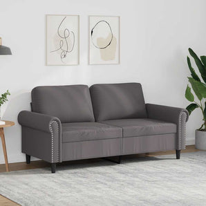Canapea cu 2 locuri, gri, 140 cm, piele ecologică