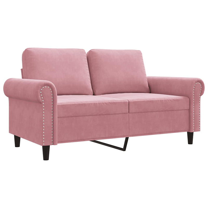 Canapea cu 2 locuri, roz, 120 cm, catifea
