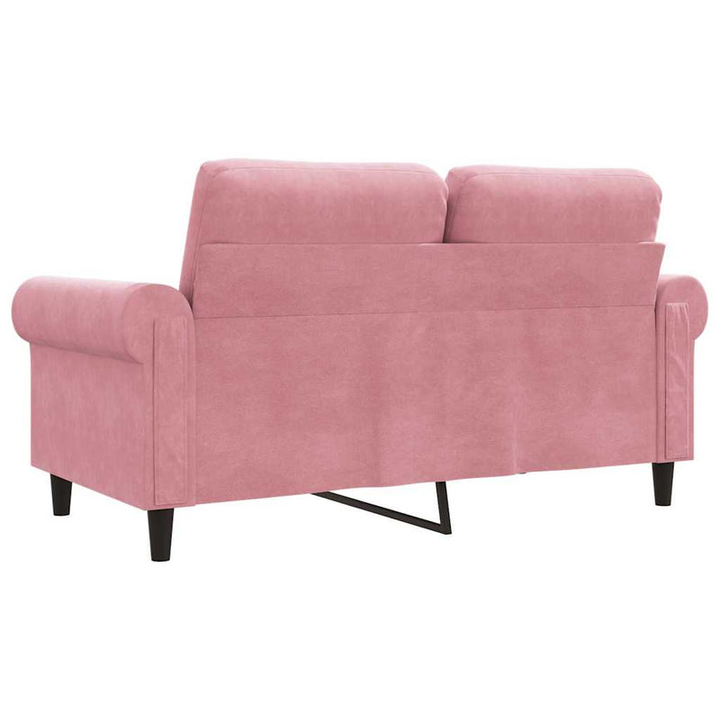 Canapea cu 2 locuri, roz, 120 cm, catifea