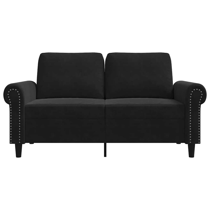 Canapea cu 2 locuri, negru, 120 cm, catifea