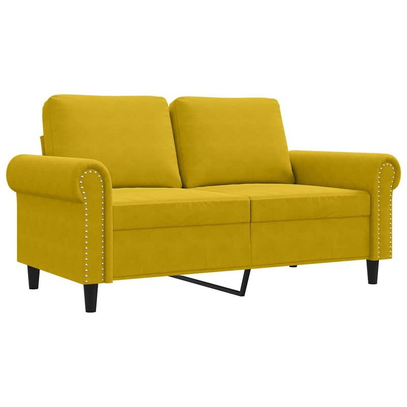 Canapea cu 2 locuri, galben, 120 cm, catifea