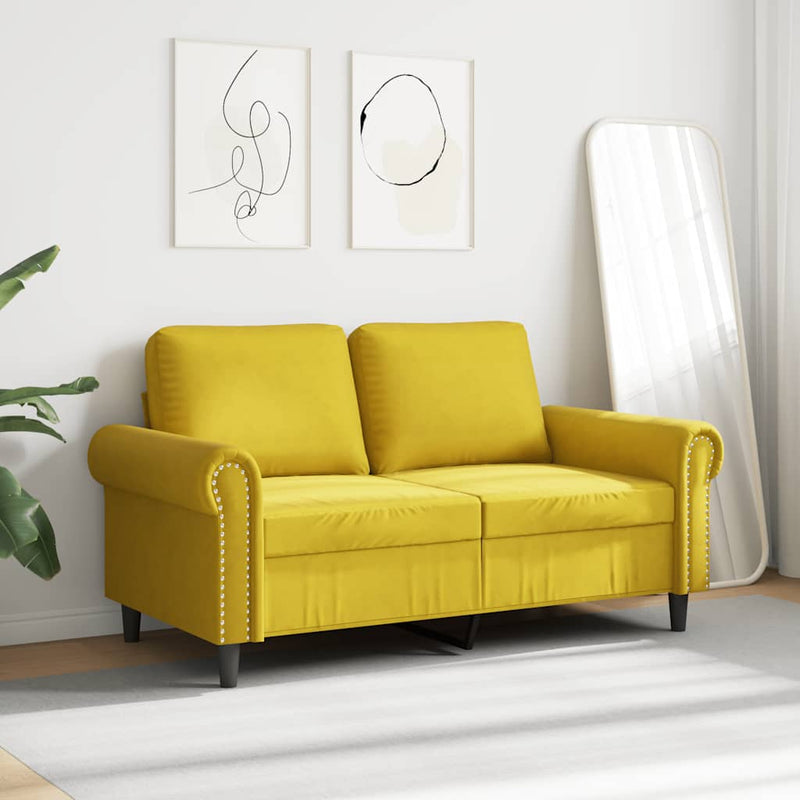 Canapea cu 2 locuri, galben, 120 cm, catifea