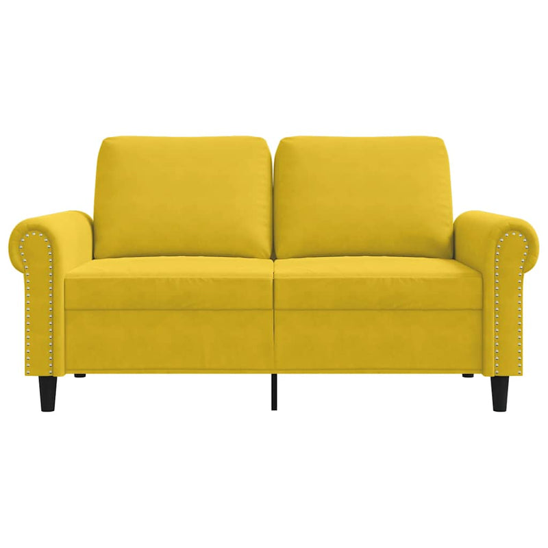 Canapea cu 2 locuri, galben, 120 cm, catifea