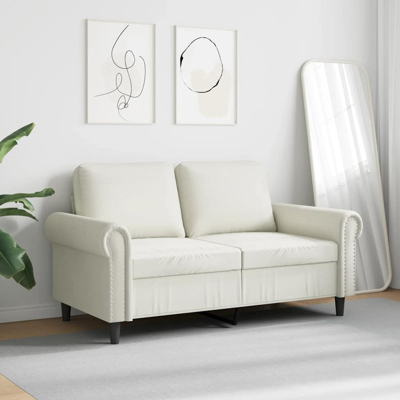Canapea cu 2 locuri, crem, 120 cm, catifea