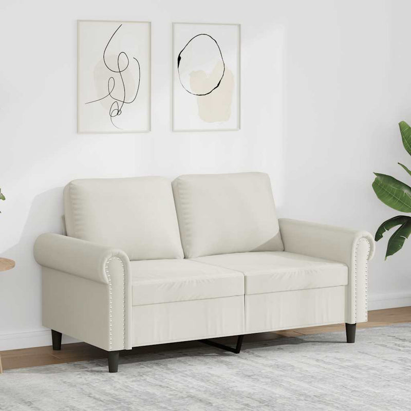 Canapea cu 2 locuri, crem, 120 cm, catifea