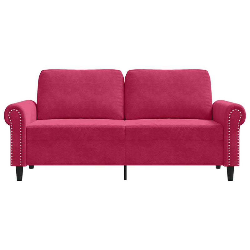 Canapea cu 2 locuri, roșu vin, 140 cm, catifea