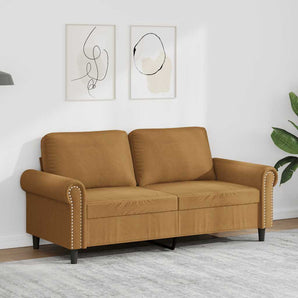 Canapea cu 2 locuri, maro, 140 cm, catifea