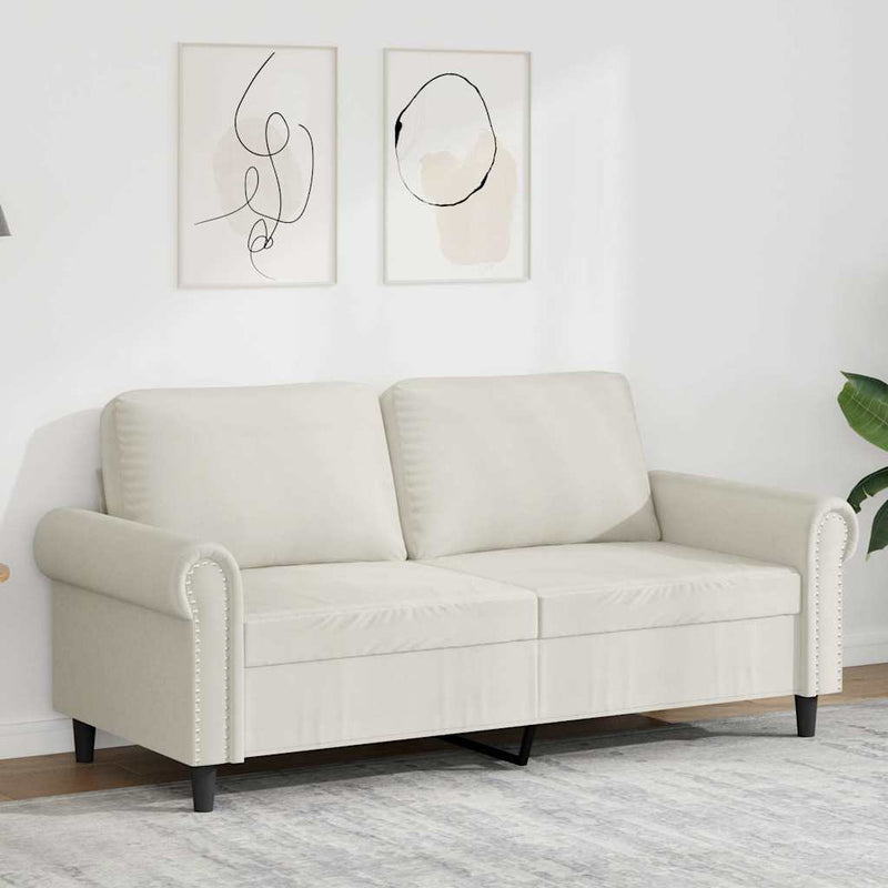 Canapea cu 2 locuri, crem, 140 cm, catifea