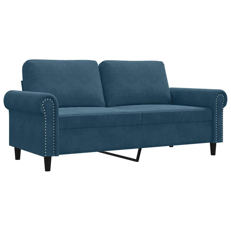 Canapea cu 2 locuri, albastru, 140 cm, catifea