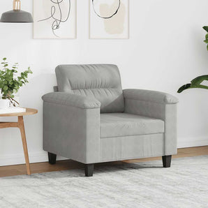 Fotoliu canapea, gri deschis, 60 cm, textil microfibră