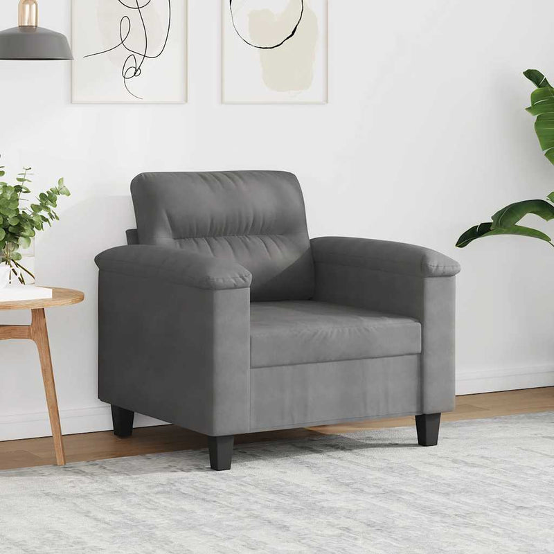 Fotoliu canapea, gri închis, 60 cm, textil microfibră