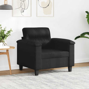 Fotoliu canapea, negru, 60 cm, textil microfibră