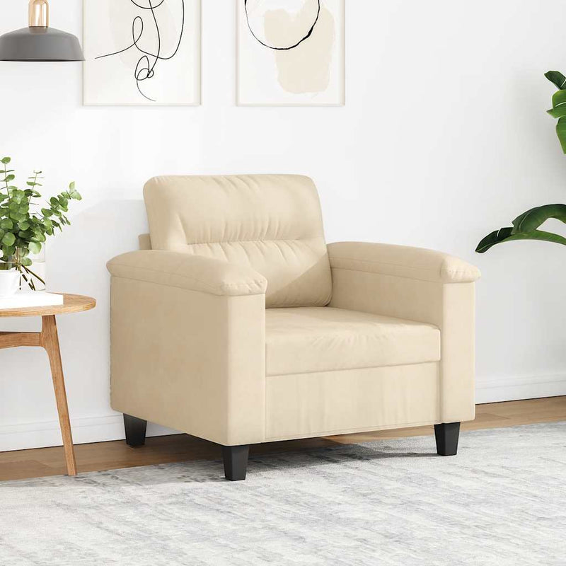 Fotoliu canapea, crem, 60 cm, textil microfibră