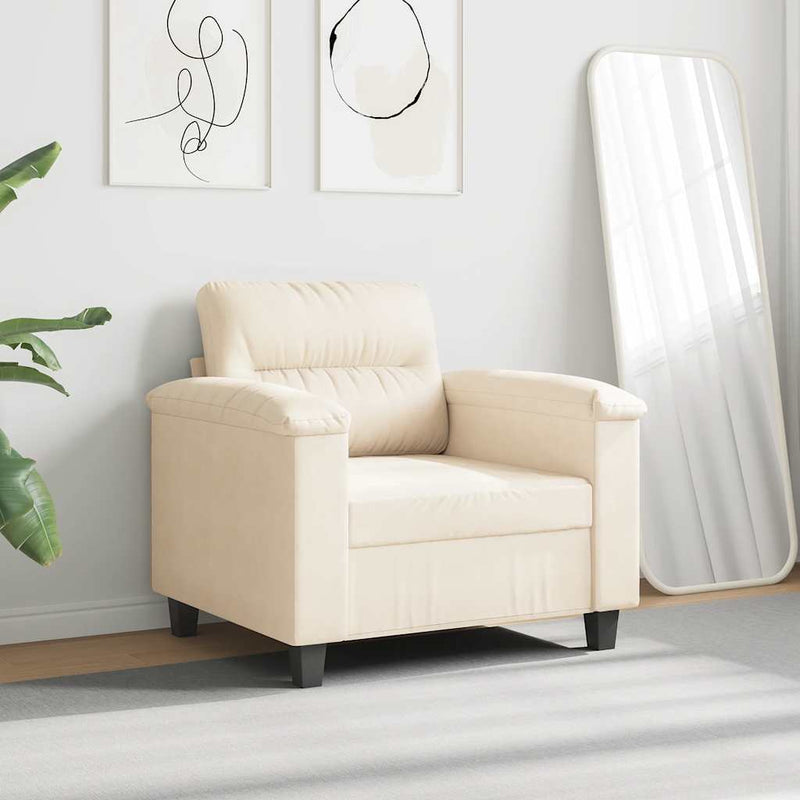 Fotoliu canapea, bej, 60 cm, textil microfibră