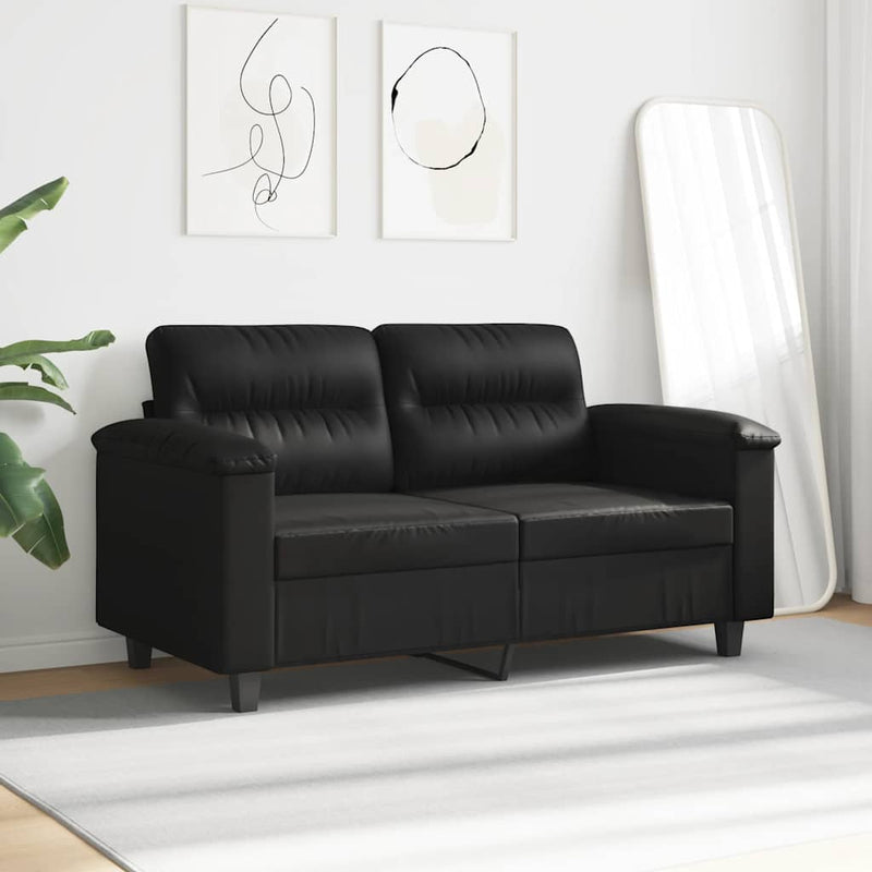 Canapea cu 2 locuri, negru, 120 cm, țesătură microfibră