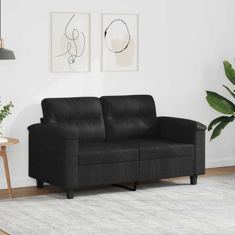 Canapea cu 2 locuri, negru, 120 cm, țesătură microfibră