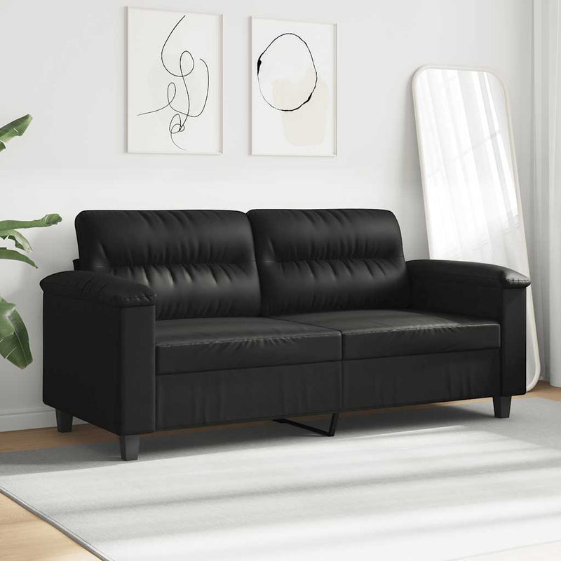 Canapea cu 2 locuri, negru, 140 cm, țesătură microfibră