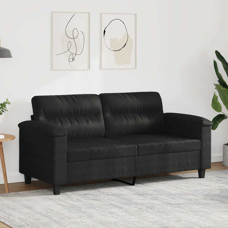 Canapea cu 2 locuri, negru, 140 cm, țesătură microfibră