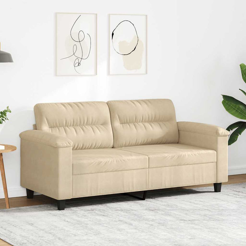Canapea cu 2 locuri, crem, 140 cm, țesătură microfibră